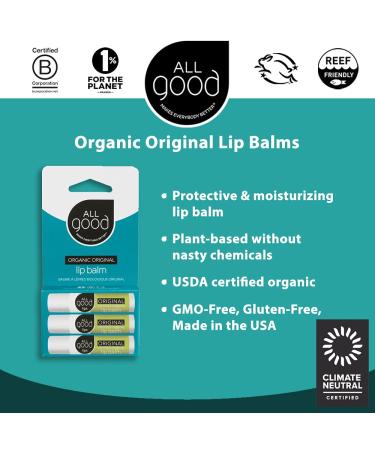 Organic Lip Balm | Calendula Lavender Olive Oil Beeswax Vitamin E | All Good (3-Pack) - Buy Online on GoSupps.com