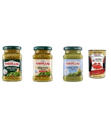 Italian Gourmet E.R. Star Tigullio GranPesto Alla Genovese Test Kit Garlic Free and Basil Cream 3 x 190g Sauce + Italian Polpa Gourmet 400g