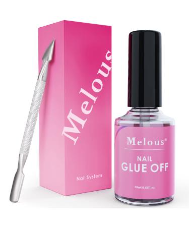 Melous Nail Glue Debonder Glue Off Nail Glue Remover with Cuticle Pusher for Acrylic False Nails Fake Nail Adhesives Remover Nail Tips Remover 10ml 10 ML Nail Glue Remover