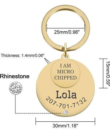 Natiform Personalized Stainless Steel Pet ID Tag - Engraved Dog Name Tag & Keychain for Pet Lover | Gold - Buy Online on GoSupps.com