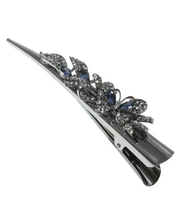 minkissy Retro Large Rhinestone Metal Horn Clip Headdress Duckbill Clip Crystal Hair Accessories (style Four Clips Alligator Hair Clips Rhinestone Hair Clips Crystal Blue Hair Bling