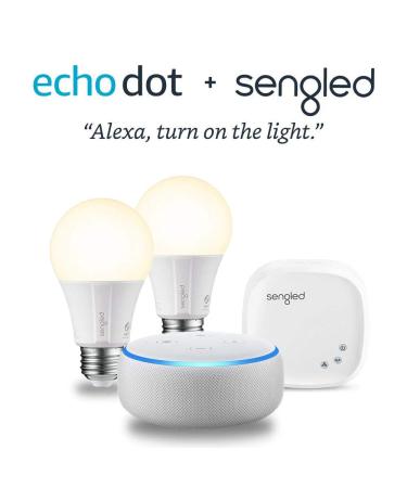 Echo Dot (3rd Generation) - Sandstone with 2 Smart Bulb Kit by Sengled