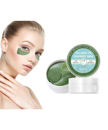 Under Eye Patches Collagen Green Algae Eye Mask with Seaweed for Under Eye Bags Dark Circles Natural Eye Gel Pads for Puffy Eyes Moisturizing Repairing