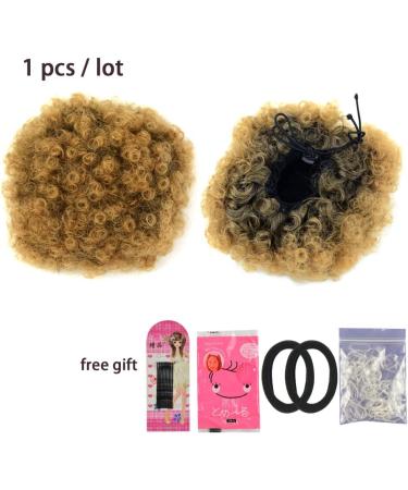 Short Synthetic Afro Kinky Curly Ponytail Extension | Clip On Drawstring Curly Ponytail Bun - Medium T1B/27 - Buy Online on GoSupps.com