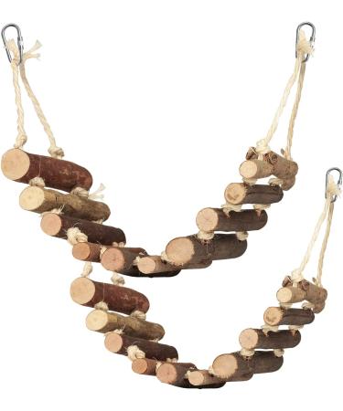 Cedar Alpha 2-Pack Wooden Rope Ladder Bird Toy - Natural Swing and Chewing Toys for Pet Bird Cage - Rodents Accessory - Buy Online on GoSupps.com