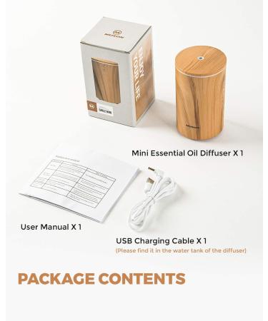 Muson Mini Essential Oil Diffuser - USB Powered Aroma Mist Humidifier for Car Office Travel - Colorful Mood Lights - Ultra Quiet Auto Shutoff - 100ml Wood Grain - Buy Online on GoSupps.com