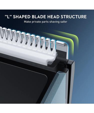 Kibiy Men's Body Groomer & Groin Hair Trimmer with LED Light - Rechargeable Wet/Dry Clippers for Pubic Area - Blue - Buy Online on GoSupps.com