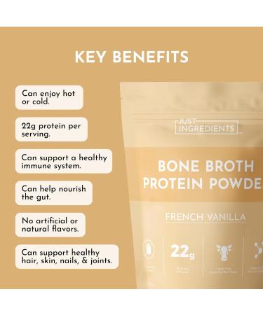 Bone Broth Protein Powder French Vanilla | 15 Servings | 21 g Grass-Fed Protein per Serving | Dairy-Free | Collagen for Gut Skin & Joint Support | Made with Real Food Ingredients - Buy Online on GoSupps.com