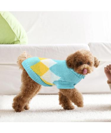 Cozy Turtleneck Dog Sweater for Small & Medium Dogs | Winter Knit Vest - Blue - Buy Online on GoSupps.com