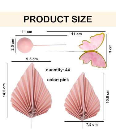 Cake Decorations 44 PCS Paper Palm Fan Cake Decorations Pink Palm Leaf Cake Toppers Cake Decorations For Birthday Party Wedding Valentine's Day - Buy Online on GoSupps.com