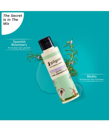 Pilgrim Spanish Rosemary & Biotin Hair Growth Oil - Enhance Density Strengthen Roots Reduce Hairfall | Sulfate & Paraben Free | 3.38 Fl Oz - Buy Online on GoSupps.com