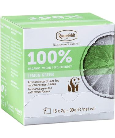 Ronnefeldt 100% Lemon Green - Organic Green Tea with Lemon Flavour 15 Tea Bags of 2 g 30 g | Organic | Vegan | Eco-friendly Quantity: 1 Piece