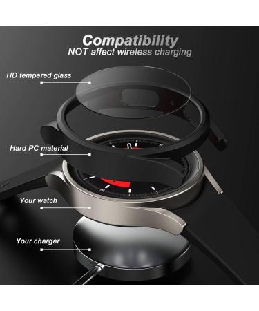 Nxtudy 2-Pack HD Tempered Glass Screen Protector and Bumper Case for Samsung Galaxy Watch 5 Pro 45mm - Black Titanium - Buy Online on GoSupps.com