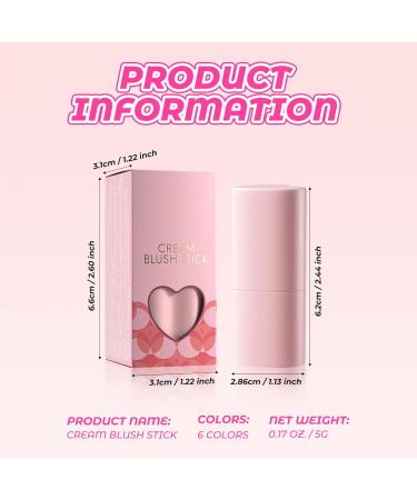 LXZJJM Heart Blush Stick Cream Multi Purpose 3 in 1 Blush Stick for Cheeks Sweet Heart Shaped Design Easy Application Smooth Velvet Finish Blush for Cheeks Eyes Lips (01# Blush Petal 5G) 01# Blush Petal 5 g (Pack of 1) - Buy Online on GoSupps.com