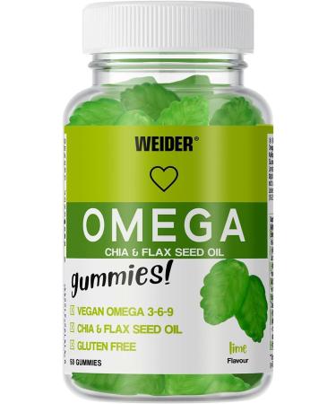 Weider Omega Gummies - Omega 3-6-9 for Heart, Skin & Anti-Inflammatory System - Vegan - Gluten Free - No Added Sugars - No Artificial Sweeteners - 50 Gummies