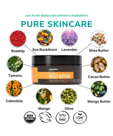 Mambino Organics Anti-Stretch Mark Cream for Pregnancy - Organic Belly Butter with Shea & Cocoa Butter - 1st-Trimester Must-Have - 4 oz - Buy Online on GoSupps.com