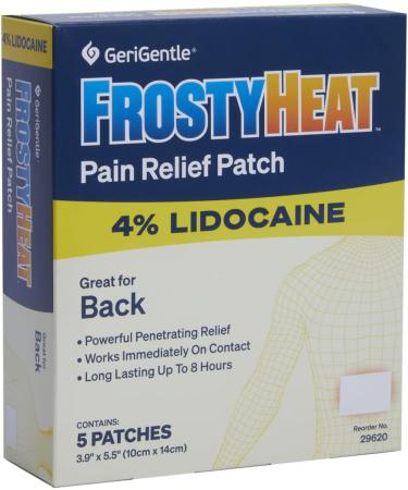 TenderGentle Four Percent Lidocaine Patches - 5 Back Pain Relief Patches with 4% Lidocaine for Aches Muscle and Joint Discomfort - 3.9" x 5.5" Back Shoulder and Neck Pain Patch - Buy Online on GoSupps.com