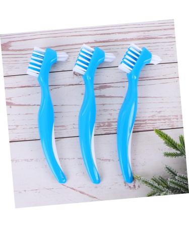 Buy Homsfou 3ST Two-Color Prosthesis Brush - Gentle Hygiene Cleaner for Dentures | Dental Floss Cleaning Brush for Kids - 1 Piece (Blue) - Buy Online on GoSupps.com