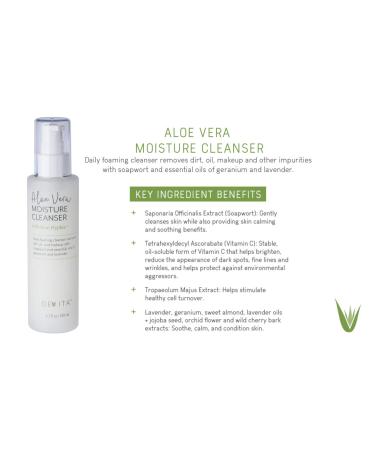 Aloe Vera Moisture Cleanser | DeVita Vegan Face Wash for All Skin Types - Hydrating & Makeup Remover - 4.7fl oz - Buy Online on GoSupps.com