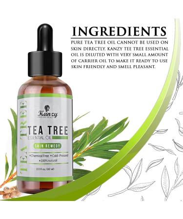 Kanzy Tea Tree Oil 60ml - Organic Skin Remedy for Hair, Face & Nails | Natural Vegan Essential Oil - Buy Online on GoSupps.com