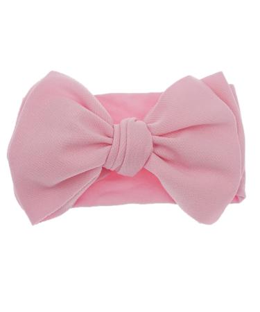 Clysburtuony baby hair band Nylon high elastic Bowtie headscarf for newborn baby (Pink)
