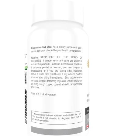 Premium Zinc Bisglycinate 25mg Veg Caps - Highest Absorption & Non Buffered - 90 Capsules - Buy Online on GoSupps.com