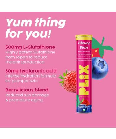 PLIX - THE PLANT FIX Skin Hydration Combo - Hyaluronic Acid And Skin Glow Glutathione 15 Effervescent Tablets Supports Skin Elasticity Firmness And Dewy Skin - Buy Online on GoSupps.com