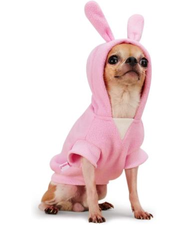 Frienperro Easter Rabbit Dog Costume - Pink XXS Cotton Hoodie for Small Dogs & Puppies - Buy Online on GoSupps.com