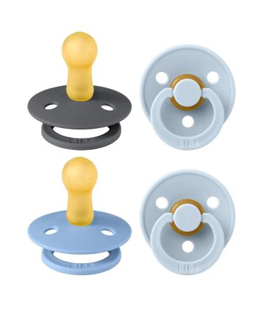 BIBS Pacifiers - 4 Pack | Round Nipple Baby Soother | BPA Free | Made in Denmark | 6-18 Months | Blue Colors - Buy Online on GoSupps.com