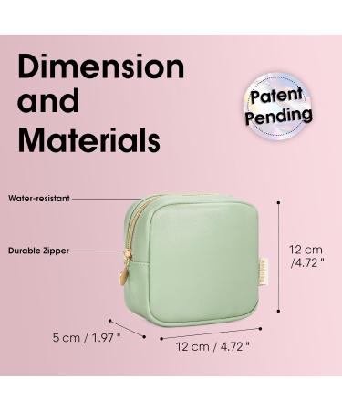 Wandering Nature Eco Vegan Leather Small Makeup Bag - Mini Cosmetic Pouch with Slip-in Pockets for Women in Green - Buy Online on GoSupps.com