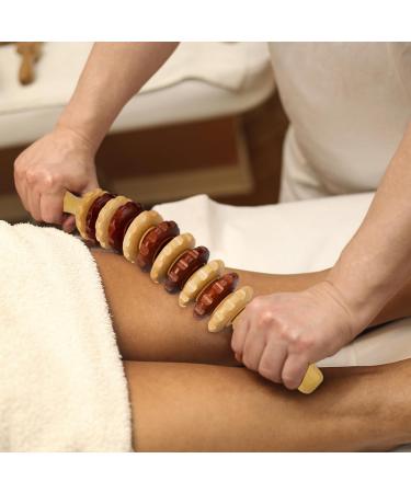 41cm Wooden Massage Roller - Anti-Cellulite Fascia Roll with Handle for Neck Legs & Back Relief - Buy Online on GoSupps.com