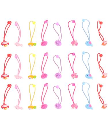 Beaupretty 24pcs Ponytail Holder  Cartoon Candy Color Elastic Hair Bands Rubber Bands Hair Accessories for Girls