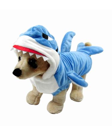 Mogoko Funny Dog Cat Shark Costumes, Pet Halloween Christmas Cosplay Dress, Adorable Shark Pet Apparel, Animal Fleece Hoodie Warm Outfits Clothes 9.4