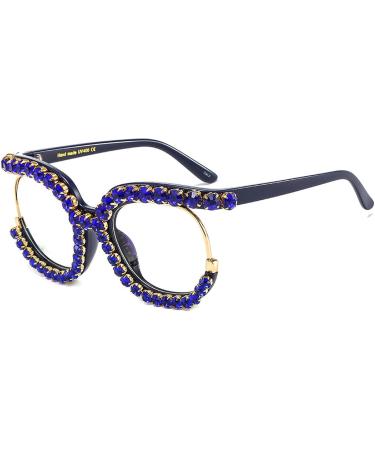 Laureles Rhinestone Blue Light Blocking Glasses | Oversized Round Diamond Frames for Women - Buy Online on GoSupps.com
