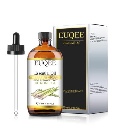 EUQEE Citronella Essential Oil 118ml Pure Citronella Oil Aromatherapy Oil Diffuser Oil Natural Essential Oils for Diffusers for Home Humidifier Relax Citronella 118.00 ml (Pack of 1)