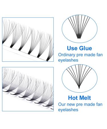 Premade Volume Fans Eyelash Extensions 10D - Short Stem C/D Curl 0.07mm Thickness 12mm Length | Russian Eyelashes - Buy Online on GoSupps.com