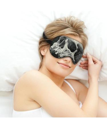 Death Skull Sleep Mask Eye Cover - Adjustable Strap, Blocks Light for Night Travel - Men Women Blindfold for Sleeping - Buy Online on GoSupps.com