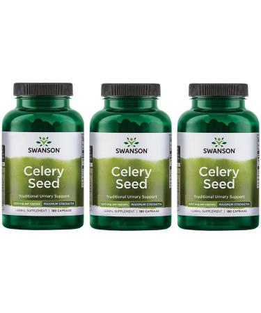Swanson Premium- Celery Seed Maximum Strength - Antioxidant Support (500 mg 180 Capsules) (3 Pack)