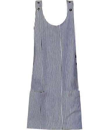 ToddlBy Women's Wing Sleeve Round Neck Pocket Button Striped Camisole Dress plus Size Pocket Dress Black X-Large - Buy Online on GoSupps.com