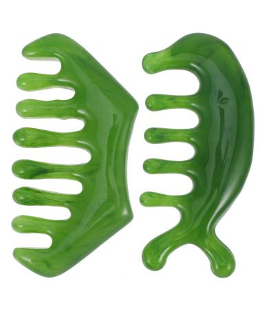 Healvian jade-head skin massage comb of natural jade massage curb antistatic head massager wide tooth-GUA-SHA comb for hair growth full body acupressure