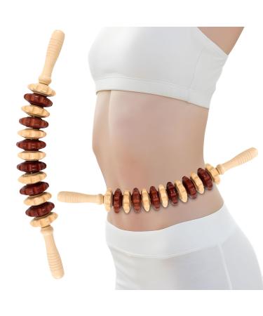AUSYIWI fascia roller wood premium massage roller wood for muscle relaxation and body shaping suitable for neck legs and back.