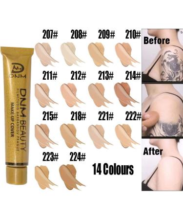 DNM Waterproof Full Skin Concealer Foundation Cream - Color 218 | Correct Scars, Acne, Spots, Tattoo | Under-eye Cover-up - Buy Online on GoSupps.com