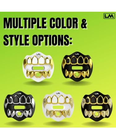 Loudmouth Football Mouth Guard 3D Chrome Grillz Football Mouthpiece Mouth Guard Football Accessories - 3d Grillz - Chrome Black/Silver - Buy Online on GoSupps.com