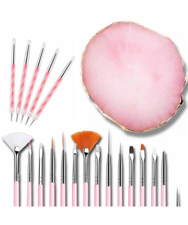 Ncana 21 Pcs Nail Art Brushes Set Nail Art Dotting Pen Tool Resin Palette Acrylic Silicone Carving Pen Nail Art Painting Mixed Color 2 Way Manicure Design Tools Home Salon DIY Makeup Display Board