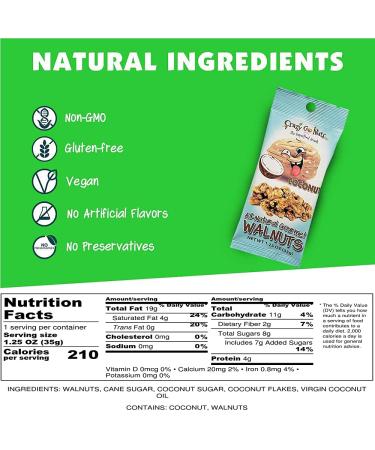 Crazy Go Nuts Coconut Glazed Walnuts - Healthy Vegan Snacks Gluten Free Superfood Non-GMO Omega 3 Fatty Acids - 1.25 Oz 6-Pack - Buy Online on GoSupps.com