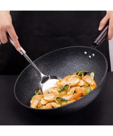DNCG Frying Pan Skillet 34cm Fine Iron Wok Physical Pan Cooker Kitchen Utensils - Buy Online on GoSupps.com