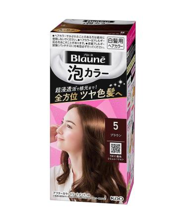 Kao Blaune Bubble Hair Color For Gray Hair - 5 Brown (Green Tea Set)