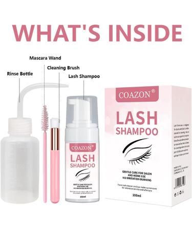 100ml Eyelash Extension Cleanser with Brush - Sulfate-Free Lash Shampoo for Salon & Home Use - Buy Online on GoSupps.com