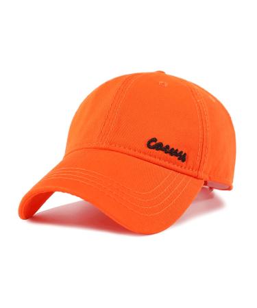CACUSS Men's Cotton Dad Hat Classic Baseball Cap with Adjustable Buckle Closure Golf Cap 91_orange