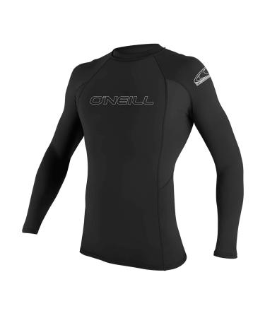 O'Neill Wetsuits Men's Basic Skins UPF 50+ Long Sleeve Rash Guard, Black, XL